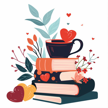 Valentines Day themed book clubのイラスト素材