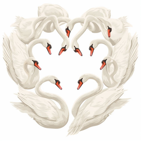 Swans forming heart 2のイラスト素材