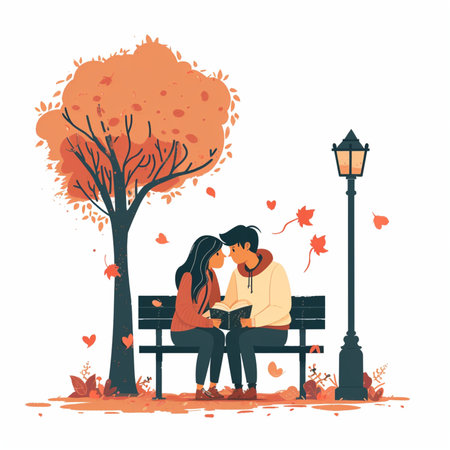 Loving couple in the park 3のイラスト素材