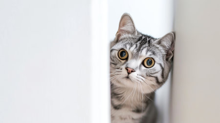 American shorthair cat peeking 4の写真素材