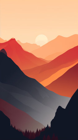A mountain pass during autumn seasonのイラスト素材