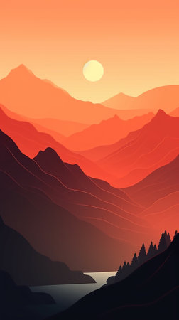 A mountain pass during autumn seasonのイラスト素材