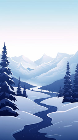A Calm Alpine Scenery during Winterのイラスト素材
