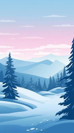 A Calm Alpine Scenery during Winterのイラスト素材