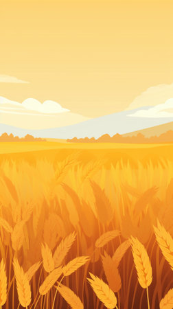 Golden wheat field during autumn seasonのイラスト素材