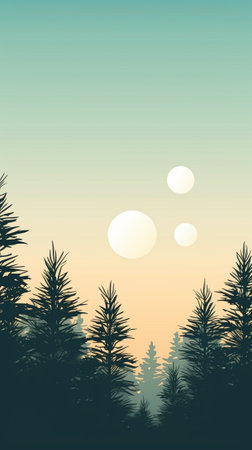 A chilly pine grove during winterのイラスト素材