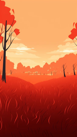 Savannah during hot African summerのイラスト素材