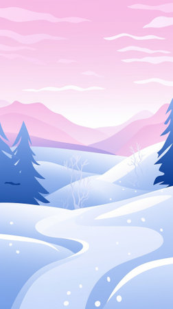 Winter snowfield with treesのイラスト素材