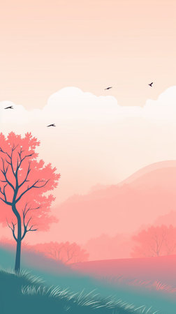 At Hilltop during springのイラスト素材