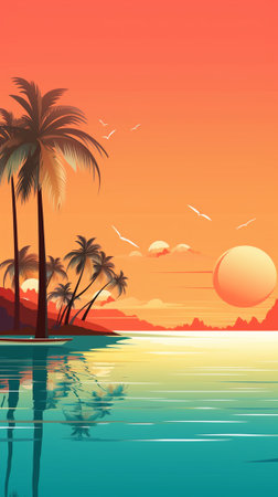 Tropical summer island sceneryのイラスト素材