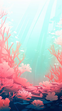 A pink coral reef in the oceanのイラスト素材