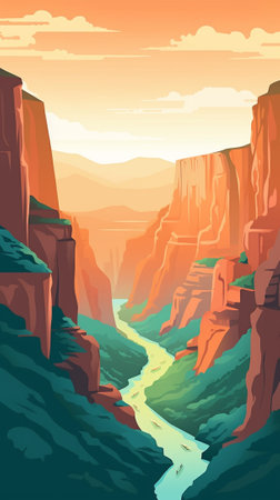 A canyon scenery during summerのイラスト素材