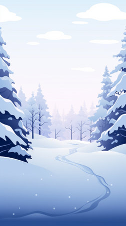 Winter snowfield with treesのイラスト素材