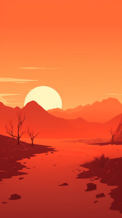 Rocky desert during hot summerのイラスト素材