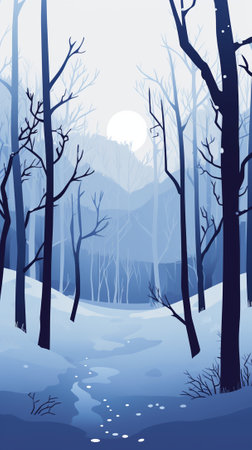 Clearing winter forestのイラスト素材