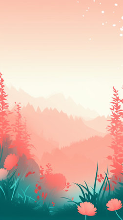 Mountain meadow during summerのイラスト素材