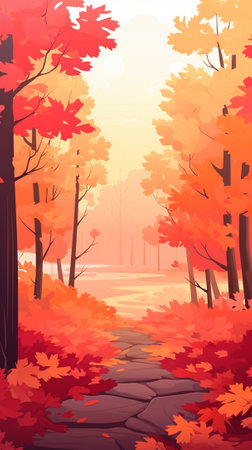 Autumn maple forestのイラスト素材