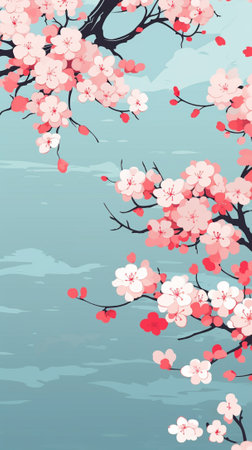 Cherry blossom twig during spring timeのイラスト素材