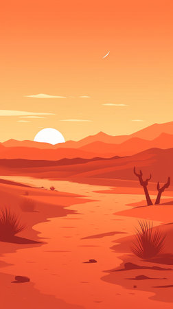 Heated summer desert mirageのイラスト素材