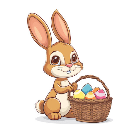 Cute Easter Bunny With Basketのイラスト素材