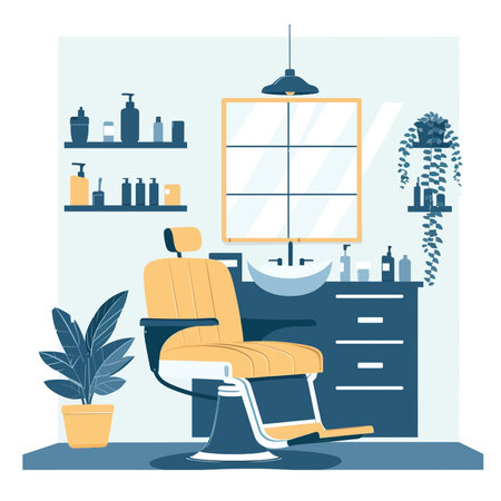 Vector illustration of a barber interiorのイラスト素材