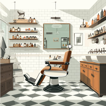 Vector illustration of a barber interiorのイラスト素材