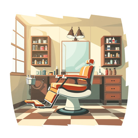 Vector illustration of a barber interiorのイラスト素材