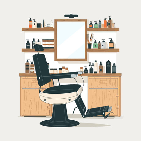Vector illustration of a barber interiorのイラスト素材
