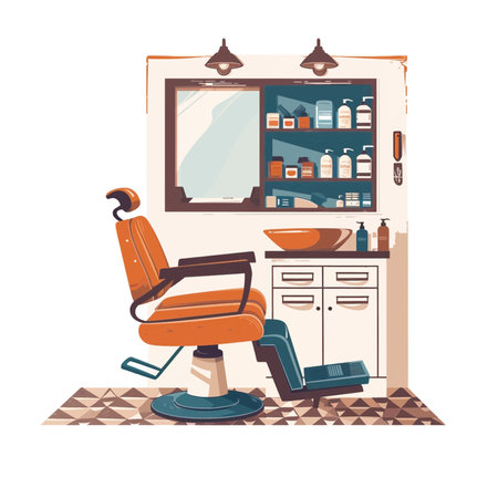 Vector illustration of a barber interiorのイラスト素材