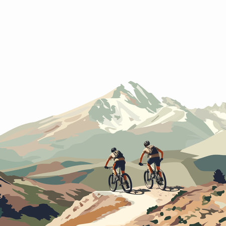 Vector illustration of mountain bikingのイラスト素材