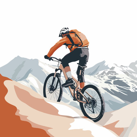 Vector illustration of mountain bikingのイラスト素材
