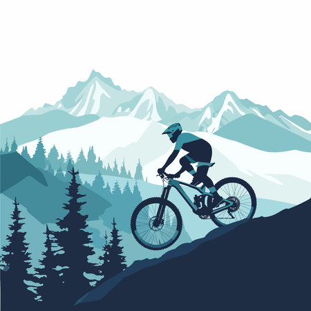 Vector illustration of mountain bikingのイラスト素材