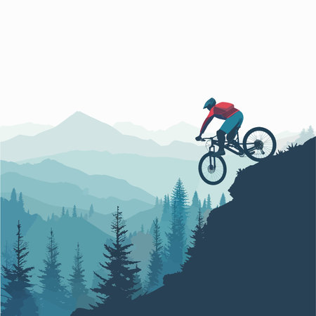 Vector illustration of mountain bikingのイラスト素材