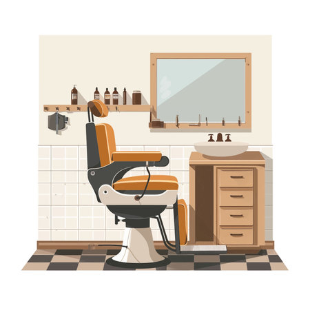 Vector illustration of a barber interiorのイラスト素材