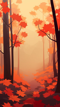 Autumn maple forestのイラスト素材