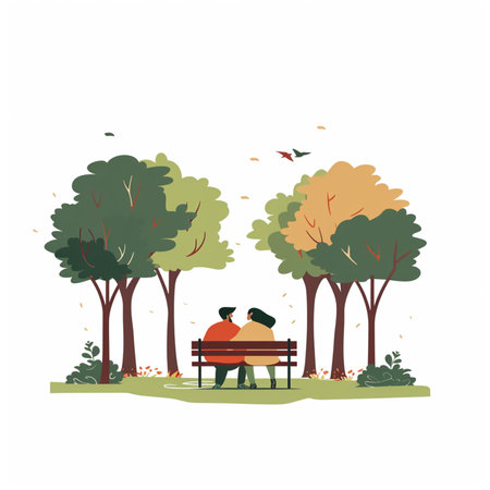 Loving couple in the park 4のイラスト素材