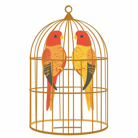Lovebirds in a cage 2のイラスト素材