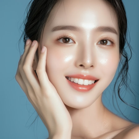 Young model Asian woman with pale white skin adの素材