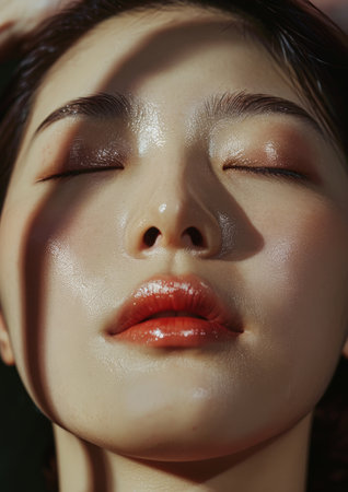young asian woman close up shotの素材