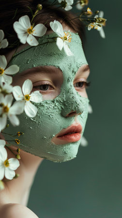 artistic image of woman with face maskの素材