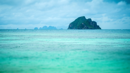 island and the sea with blue skyの写真素材