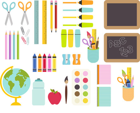 Back to school supplies clipart setのイラスト素材