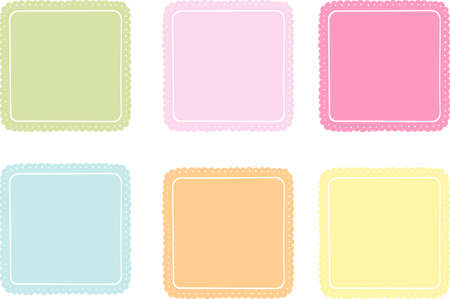 Hand drawn labels with scallop border clip art setのイラスト素材