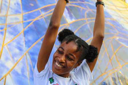 Unidentified participant at the Brisbane Pride 2015 Parade in Brisbane, Australia.の写真素材