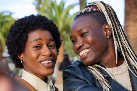 Senegal sisters in parkの写真素材