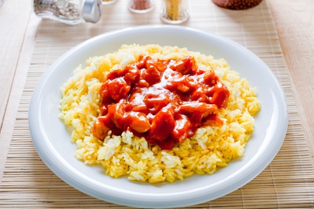 Chinese rice food with chickenの写真素材