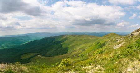 Beautiful green mountain panoramaの写真素材