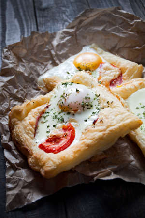 Puff pastry sandwichesの写真素材