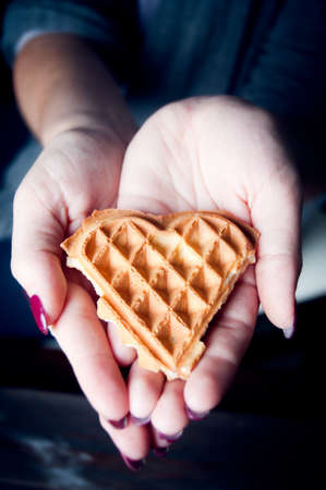 Sweet and delicious waffles with fruits