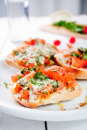 Fresh vegetarian Italian toast bruschettaの写真素材